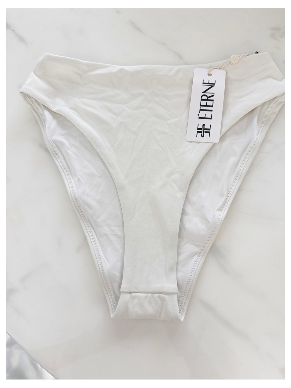 ÉTERNE Women’s white High Cut Bikini Bottom Size S Small NWT